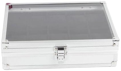 Oshhni 12-Gürtel-Uhrenbox aus Aluminiumlegierung mit transparentem Deckel, Geburtstagsgeschenke, Uhren-Organizer, Uhrenvitrine für Schrank, Tisch, Büro