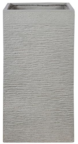 Beliani Grande Jardinière Haute Terre Cuite Décor Intérieur Extérieur 40x40x77 cm Gris Clair Dion