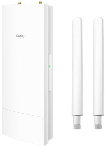 Cudy Punto di accesso WiFi 6 ad alta potenza AX3000 esterno, IP65 resistente alle intemperie, FEM esterne ad alta potenza, porte Gigabit RJ45, supporto PoE passivo 802.3at o 48~57V, protezione contro