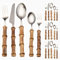 Royal Shang Youpin In Primo Piano Manico in Bambù Autentico Cucina Acciaio Inossidabile Posate Stoviglie Posate Coltelli Forchette Cucchiai Set Coltello Da Bistecca Per (Argento,20 pezzi)