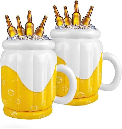 Lot de 2 grands refroidisseurs gonflables, chope à bière gonflable, accessoires de fête de la bière, décorations de fête d'été