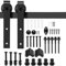 BOUKIDA Riel para puerta corredera de 240 cm, kit de herrajes para puerta de granero negro, kit de puerta corredera de madera, herrajes para puerta enrollable de 183 cm (240 cm)