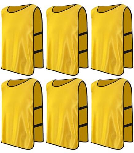 PTJJXA 6 Stück Leibchen Fußball Set, Sports Mesh Bibs, Trainingsleibchen Basketball, Sport Trikot Leibche für Erwachsene, Leibchen Mesh Weste für Training, Trainingsleibchen für Herren Damen