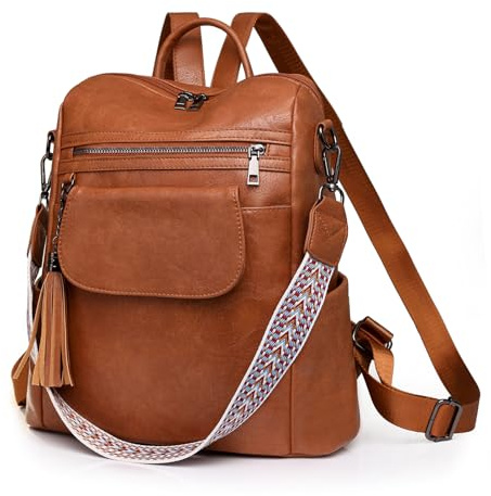 SUCIKORIO Pelle Zaino Elegante, Borsa Zainetto da Viaggio Antifurto Impermeabile Daypack Moderno Borsa Zainetto Lavoro Cuoio Tasche Multiple per Viaggio, Lavoro, Scuola