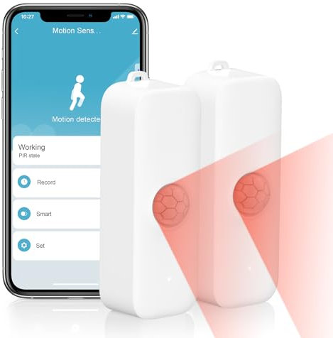 Bewegungsmelder Innen, WiFi bewegungsmelder mit Smart Life and Tuya Smart, 130°Bewegungssensor, 12m Reichweite, Kostenlose APP-Benachrichtigung, Fernüberwachung, 2 Pack