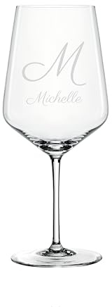 EKM Living Spiegelau & Nachtmann Style Wein Glas personalisiert 630ml mit Gravur Name – individuell mit Namen & Anfangsbuchstabe – Geburtstagsgeschenk - Geschenk für Sie & Ihn (Name)