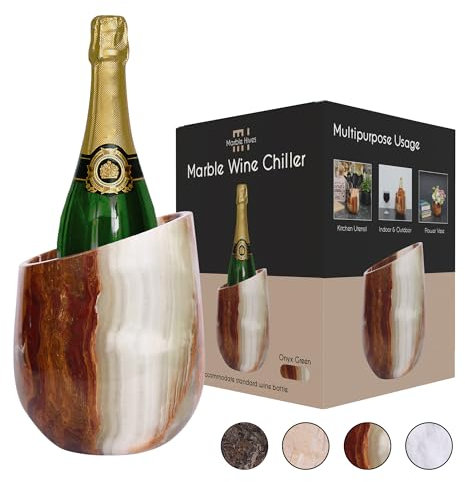 Marble Hives Enfriador de vino de mármol, cubo enfriador de vino de alta calidad, perfecto para botellas de vino, mantiene tu enfriador de champán y seguro, sostiene fácilmente botellas de 750 ml,