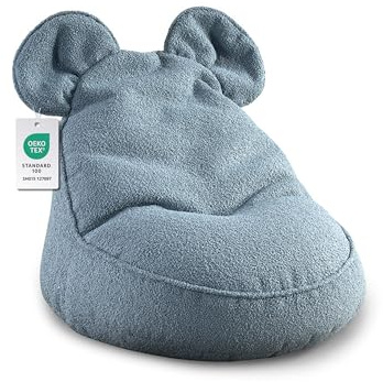 Gutekissen® Puff Infantil Miki con Orejas - Cómodo, cojín Montessori para habitación Infantil (Azul, 68/68/50 con Orejas)