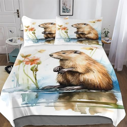 AAPZY Biber Bettwäsche Premium Atmungsaktive Angenehme Bettbezüge, Mit Reißverschluss Bettdeckenbezug, 3teilig Bettbezug + Kissenbezug King (220x240cm)