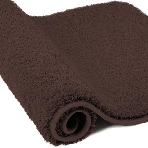 wyewye Tappetino da bagno in microfibra, super spesso, 2 cm, super assorbente, 60 x 120 cm, colore: caffè