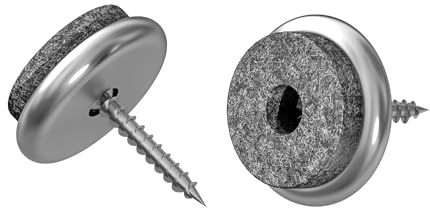 4X Filzgleiter Stuhlgleiter mit Schraube - Stahl verzinkte Mögelgleiter in Edelstahl-Optik (Edelstahl-Optik, Ø 35 mm)