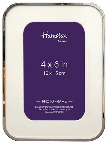 Hampton Frames LORRAINE Silver Curved Cornered Photo Picture Frame - Bevel Cut Mount 4x6 (10x15cm) LOR46NP