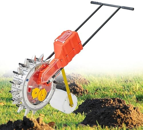 Chariot manuel d'épandage de graines pour grandes surfaces - Cadre en acier durable, taux de semis réglable, poignée ergonomique, grande capacité pour jardin, ranch, pelouse, gazon