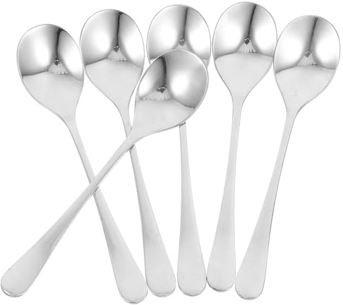 BEBEMOKO 6piezas Cuchara Sopera De Acero Inoxidable De Cucharas Pequeñas Para Café y Uso Diario Mesa