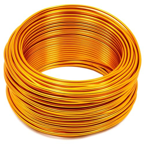 1 alambre dorado para joyas, 0,8 mm de grosor, de aluminio para manualidades, alambre fino, alambre de metal para manualidades, alambre, manualidades, alambre artificial (30 m)