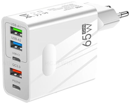 Presa Caricabatterie Da Parete Tipo C, Presa Di Caricatore Del Telefono Cellulare A Ricarica Rapida Multiporta 65 W, Adattatore Di Corrente Da Viaggio Per Tablet, Console Di Gioco E Smartphone