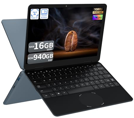 Ordinateur portable convertible 2 en 1 écran tactile 11 FHD IPS 1920 x 1200, processeur N150 12ème génération, 16 Go RAM DDR4, SSD M.2 rapide, rotation 360 °, design ultra léger pour studio et