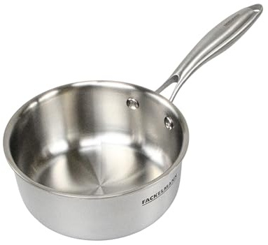Fackelmann Vita3 Cazo Inoxidable 16 cm, Acero Inoxidable Triply con Triple Fondo Difusor, Sin Antiadherente, Sin PFA, Apta para Inducción, Gas, Vitro y Horno, Sellado Perfecto, Lavavajillas