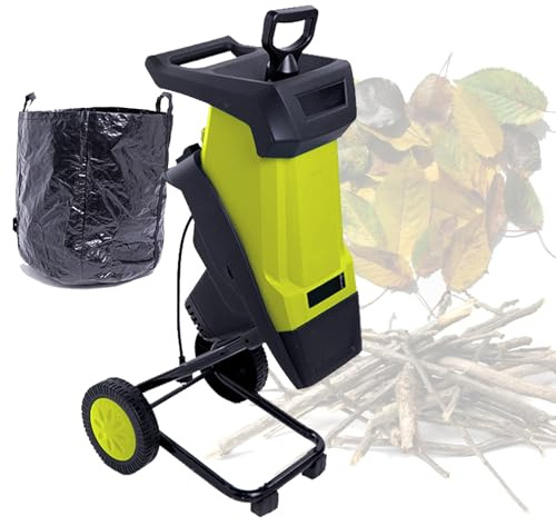 Trituratore elettrico per foglie, 2400 W, automatico, 4500 giri/min, per rami fino a 40 mm, con sacchetto di raccolta da 50 l