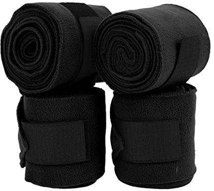 KIMISS Pferdebeinbandagen für Training und Training – 4 Selbstklebende Fleece-Bandagen für die Pflege und Unterstützung von Pferden (Black)