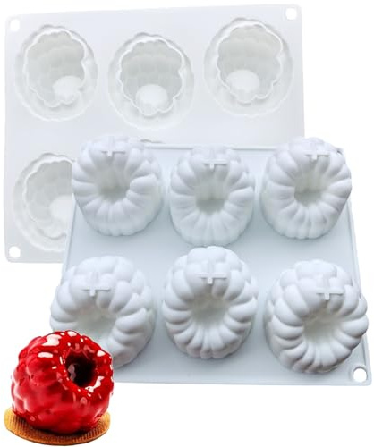 TAKONE Silikonform hallon – 6 tråg, 3D-frukt, dessertform, flexibel bakform för choklad, mousse, gelé och glass – återanvändbar och livsmedelssäker (hallon)