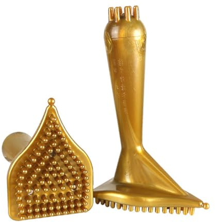 2 Stück Pvc Rückenmassagekamm aus Magnetmaterial, Gold | Tragbar, Einzigartige Form, für Traditionelle Chinesische Massage, Praktische Anwendung