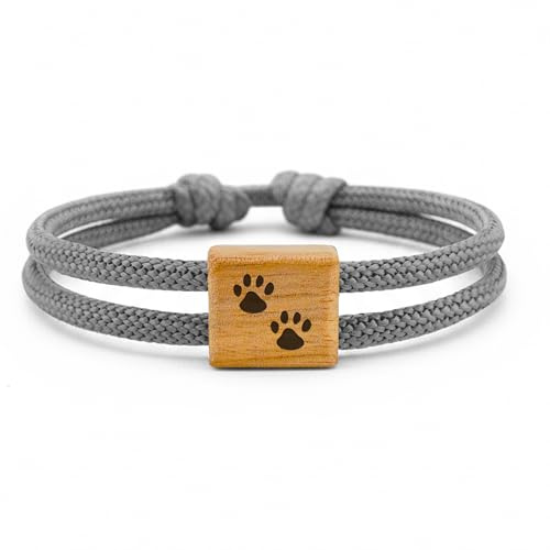 GIPFELWELLE Handgemachtes Segeltau Armband 4 mm, Holz mit Gravur, Paracord Makramee Armkette, Damen Herren