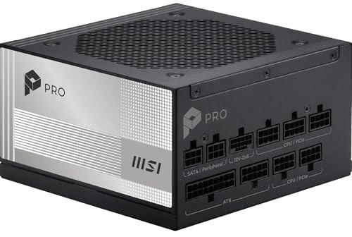 MSI PRO A1000PL PCIE5 Netzteil, 1000W, 80 Plus Platinum, ATX 3.1, PCIe 5.1 GPU Support, Native 12V-2x6, Zweifarbiger 12V-2x6 Anschluss, ATX PSU, Embossed Jacket Kabel