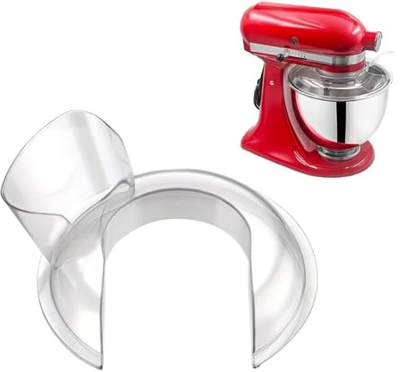 RJP Pouring Shield Compatible with KitchenAid Stand Mixers | Splash Guard for 4.5–5 Quart / 4.3–4.8L Bowls | Dishwasher Safe Mixer Shield with Ingredient Chute & Cleaning Brush | Replacement Mixer Acc