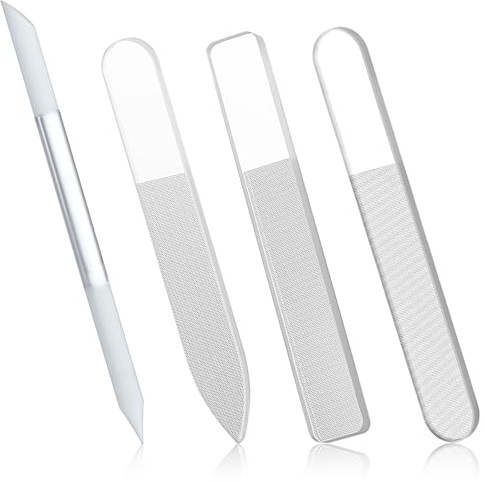 4 stycken nagelfilar naturnaglar glas nagelfil kristallyta nagelfilar rund fingernagelfil glas kvinnor nagelbandstrimmer för kvinnor pedikyr fingernaglar tånaglar manikyr