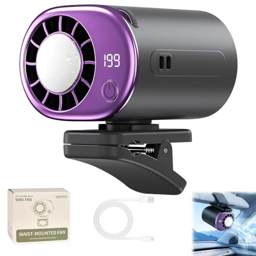 xinrongda Condizionatore d'aria portatile con clip per auto, con display a LED, con rotazione a 360°, ricaricabile tramite USB, per auto, ufficio, casa, scrivania, viaggi e campeggio