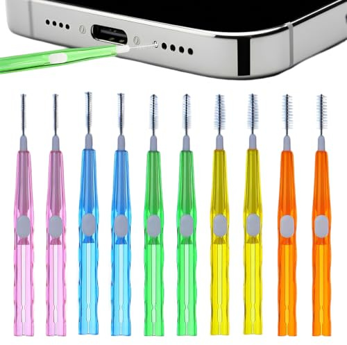 EBHO 10 piezas Kit de limpieza para teléfonos móviles, cepillos para limpieza puertos USB, juego de cepillos puertos teléfonos móviles