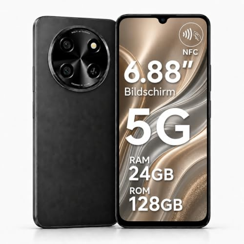 Smartphone 5G 6,88'' 120Hz, 24Go RAM 128Go/2To TF, Téléphone Portable Android 15, Double SIM NFC, Unisoc T8100 Octa-Core, Batterie 5000mAh 18W, Telephone Portable Pas Cher, OTG/Face ID/Fingerprint