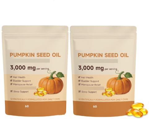 Olio di semi di zucca|Supporta capelli, pelle |60 conteggi | Energia e vitalità quotidiana | Idrata la pelle| Per donne e uomini