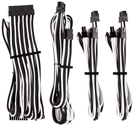 Corsair Starter-Set für Netzteile, einzeln geschützt mit Mantel Typ 4 Gen 4 Premium - Weiß/Schwarz, One size