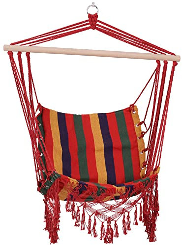 Outsunny Hammock Chair Swing Colourful Striped Tree Hanging Seat Porch Indoor Outdoor Fabric Garden Furniture