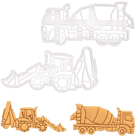2er Set Baustelle Ausstechformen (Formen: Betonmischer und Bagger), 2 Teile, Bakerlogy