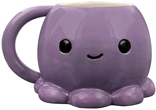 Puckator Adoramals Octopus Head Ceramic Shaped Tea Coffee Mug - Funny Home Accessories - Cute Gifts for Girlfriend - Large Mugs for Men Women Hot Drinks - Cute Cups Presents Secret Santa Gift Cup Set