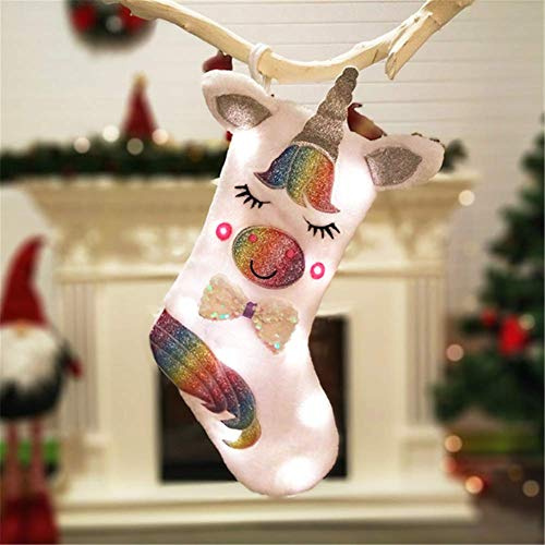 Molinter Weihnachtsstrumpf Nikolausstiefel Süßigkeitensack Einhorn Beutel zum Befüllen Weihnachtsstiefel für Kamin Nikolausstrumpf (Elk)