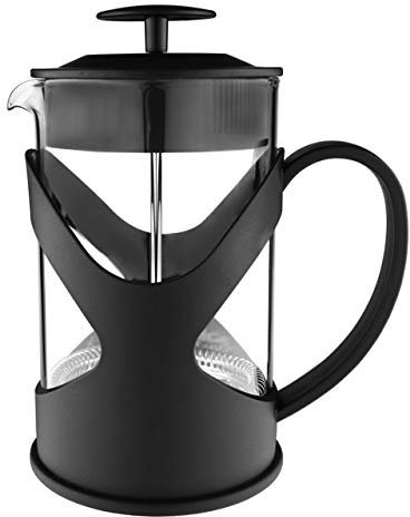 Café Olé cafetiere à piston en plastique et verre – noir, piston en acier inoxydable, 350ML, 3 demi-tasses