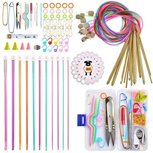 Coopay Tunisian Crochet Hooks Set UK, Includes 11 Metal Tunisian Afghan Knitting Needles 2-8 mm for Beginner Adults, 120cm Long Bamboo Tunisian Crochet Hooks with Cables 3-10mm for Big Blanket