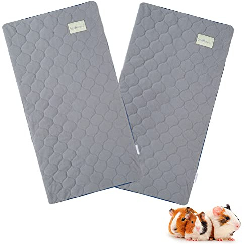 Scenereal Meerschweinchen-Käfigeinlage, Fleece-Einlage 2er-Pack – Starke Wasserabsorption, wiederverwendbare, waschbare Uriniermatten, weiche und bequeme Matte für kleine Tiere Chinchillas, Kaninchen