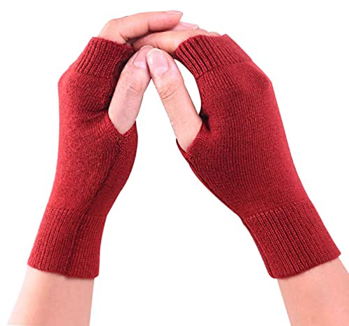 Zngou Fingerlose Kaschmir-Imitat Handschuhe, Handgelenkwärmer, Daumenloch, Warm, Halbfingerlose Handschuhe, Winter, Schwarz und Grau, Für Herren und Damen