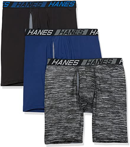 Hanes Total Support Pouch Men's Boxer Briefs Pack, Anti-Chafing, Moisture-Wicking Underwear with Cooling (Trunks Available)