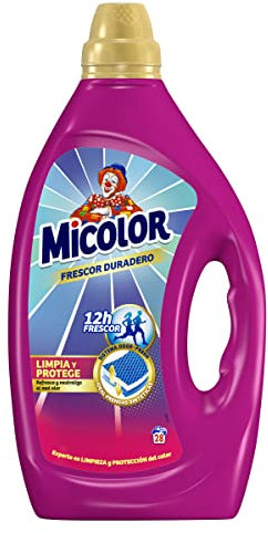 Micolor Gel Frescor Duradero (28 lavados), detergente líquido para lavadora con sistema neutralizador de olor, ideal para prendas sintéticas, jabón para ropa