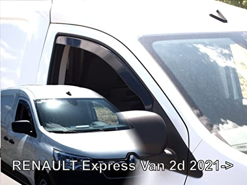 J&J Automotive Heko Déflecteurs d'air et de Vent pour Renault Express Van Depuis 2021 2pcs, Teintés, Avant et Arrière, Aérodynamique