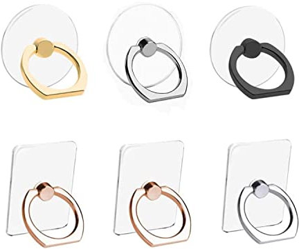 Bessy shop Supporto per Anello per Telefono Cellulare, 6 Pezzi Anello Supporto Ring Cellulare con Rotazione a 360° Anello Telefono per Dito per Smartphone e Tablet a Mano 3 Rotondi e 3 Quadrati