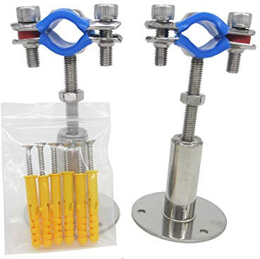 Stainless Steel Adjustable Pipe Bracket Clamp - Wall/Ceiling Mount Support for 19mm (1/2 Inch) Pipe, Heavy-Duty Rust-Proof Brackets with Fixings, 2 Pack