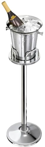 Ice Bucket with Stand Stainless Steel Standing Ice Bucket Ice Cube Container, Wine Bucket on Stand Gold Champagne Champagne Bucket for Party Wine Beer KTV Club Bar BBQ Wedding, 12lb 5L (91cm,Gold)
