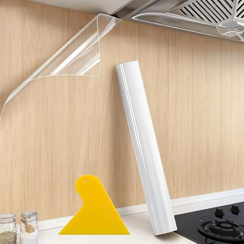 Norhogo DIY Carta Adesiva Trasparente Autoadesiva per Pareti, 40X300cm | Per Cucina Mobili Pareti Piastrelle Porte Rotolo Pellicola Adesiva Decorativo Vinile Impermeabile